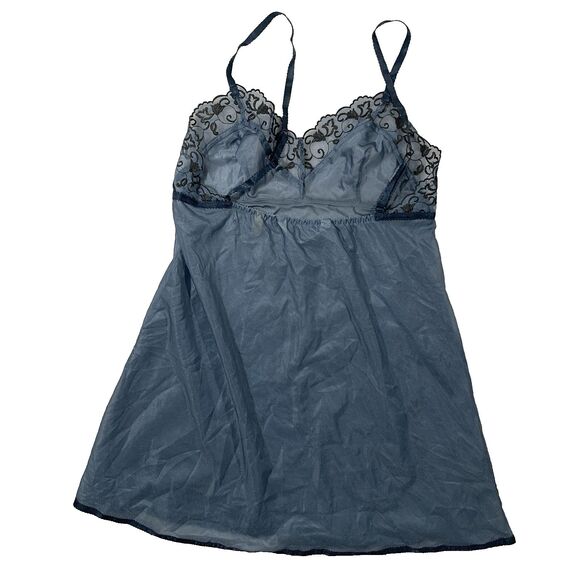 Vintage Victoria’s Secret Women’s Size S Blue Sheer Floral Embroidered Lingerie - Picture 4 of 6